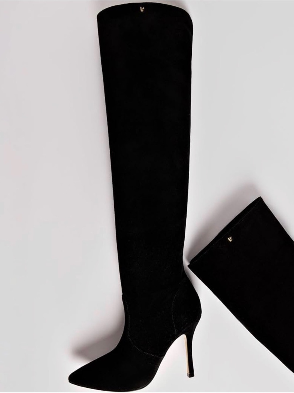 Larroude Kate Slouch Black Suede Pointed-Toe Stiletto Boots 7.5 NWT NIB - Picture 14 of 14